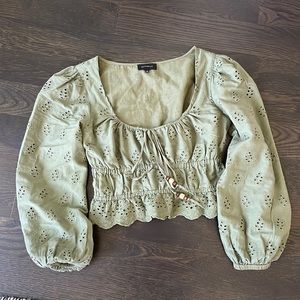 Majorelle Eyelet Cropped Long Sleeve